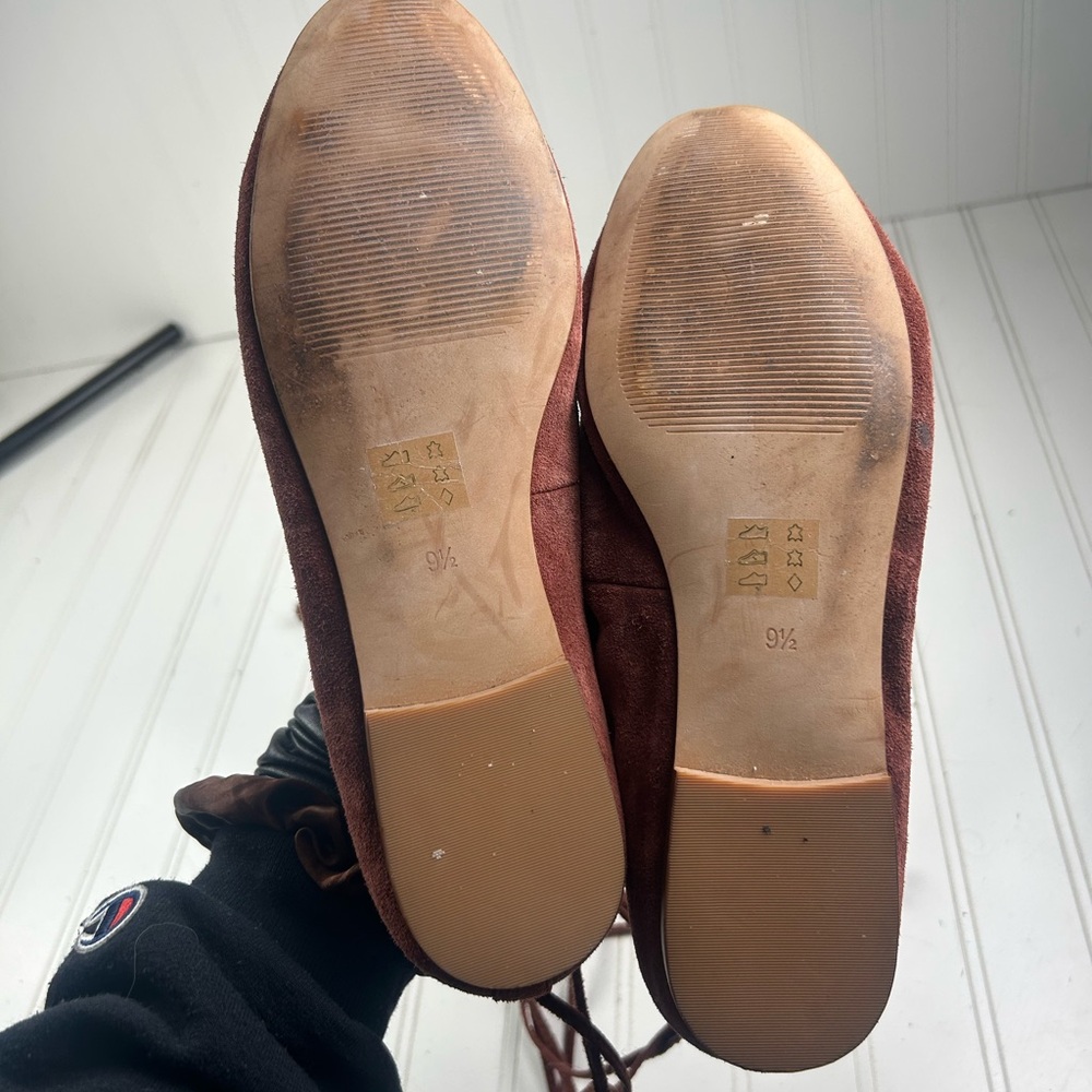 Madewell Burgundy Inga Lace-Up Suede Flats Women’s Size 9.5 - Picture 11 of 11